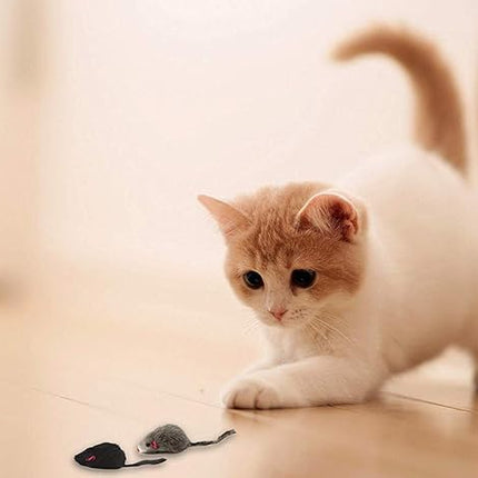 20 Furry Mice with Catnip and Rattle Sound Made of Real Rabbit Fur Interactive Catch Play Mouse Toy for Cat, Pack of 20 Mice