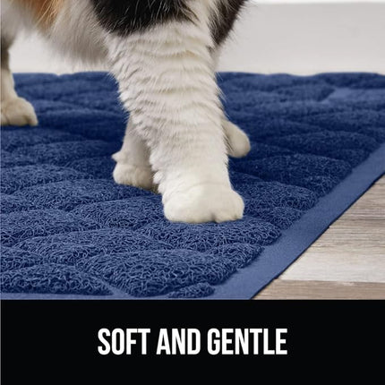 GORILLA GRIP Cat Litter Box Mat, Water Resistant, US Designed Kitty Litter Trapping Mats, Easy to Clean, Scatter Control, Less Mess and Clean Floors, Kitten Supplies for Indoor Cats, 24x17 Navy Blue