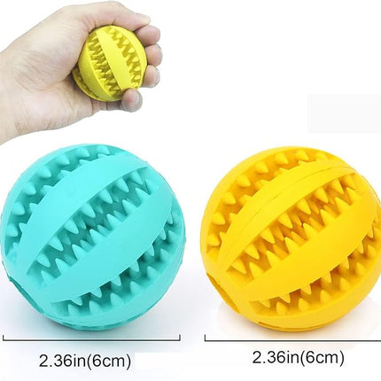 Sunglow 2 Pack Dog Toy Ball - Nontoxic Bite Resistant Teething Toys for Small/Medium/Large Dog and Puppy Cat, Dog Pet Food Treat Feeder Chew Tooth Cleaning Exercise Game IQ Training