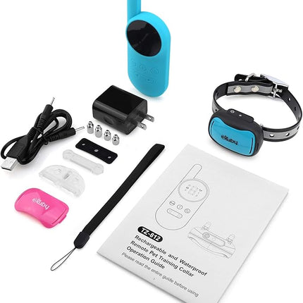 eXuby - Tiny Shock Collar for Small Dogs 5-15lbs - Smallest Collar on The Market - Sound, Vibration, & Shock - 9 Intensity Levels - Pocket-Size Remote - Long Battery Life - Water-Resistant (Teal)