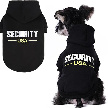 BINGPET Security USA Dog Sweater with Hood and Leash Hole,Warm Fleece Dog Hoodie & Winter Coat for Small to Large Dogs,Cold Weather Pet Clothes(Medium)