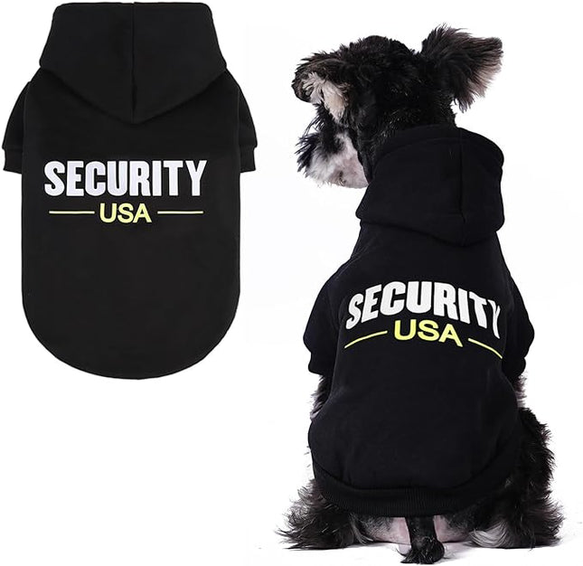 BINGPET Security USA Dog Sweater with Hood and Leash Hole,Warm Fleece Dog Hoodie & Winter Coat for Small to Large Dogs,Cold Weather Pet Clothes(Medium)