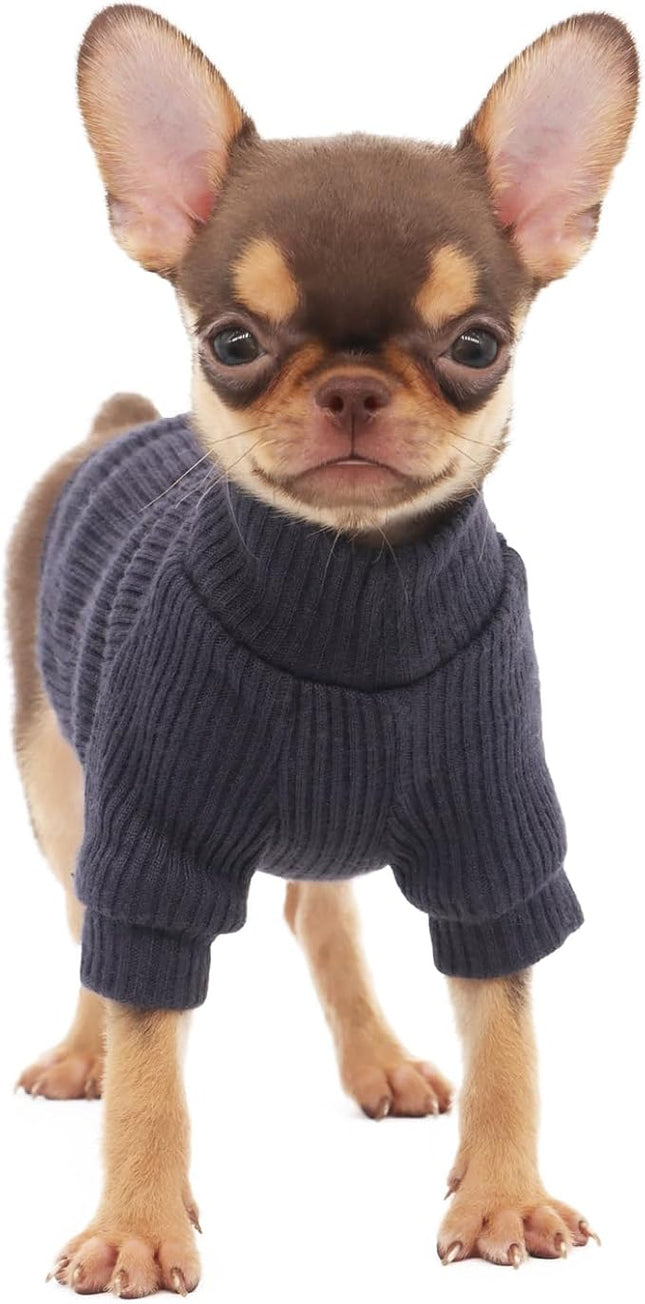 LOPHIPETS Small Dog Turtleneck Sweaters for Teacup Chihuahua Yorkie Puppy Cat Clothes-Dark Gray/XXS