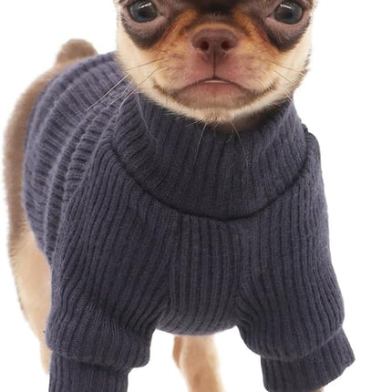 LOPHIPETS Small Dog Turtleneck Sweaters for Teacup Chihuahua Yorkie Puppy Cat Clothes-Dark Gray/XS