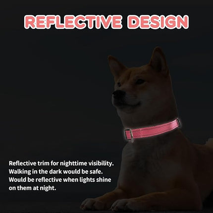 Roses&Poetry Pink Small Dog Collar and Leash Set, Reflective Puppy Leash and Collar Sets, Adjustable Durable Collars with Leashes for Puppies Dogs Girl (Pink Gradient-S)
