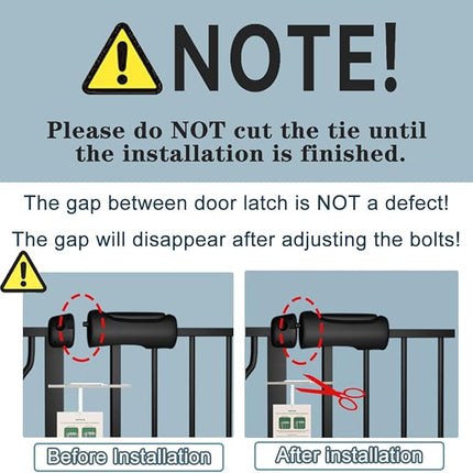 Black Baby Gate 29-34 Inch Wide Walk Through Pressure Mounted Safety Gate with Door No Drill Tension Metal Gate for Dog Cat and Toddler