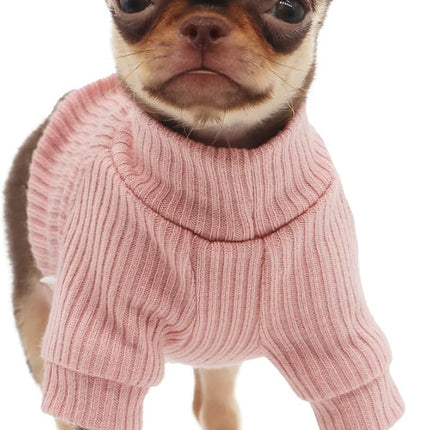 LOPHIPETS Small Dog Turtleneck Sweaters for Teacup Chihuahua Yorkie Puppy Cat Clothes-Pink/XXS