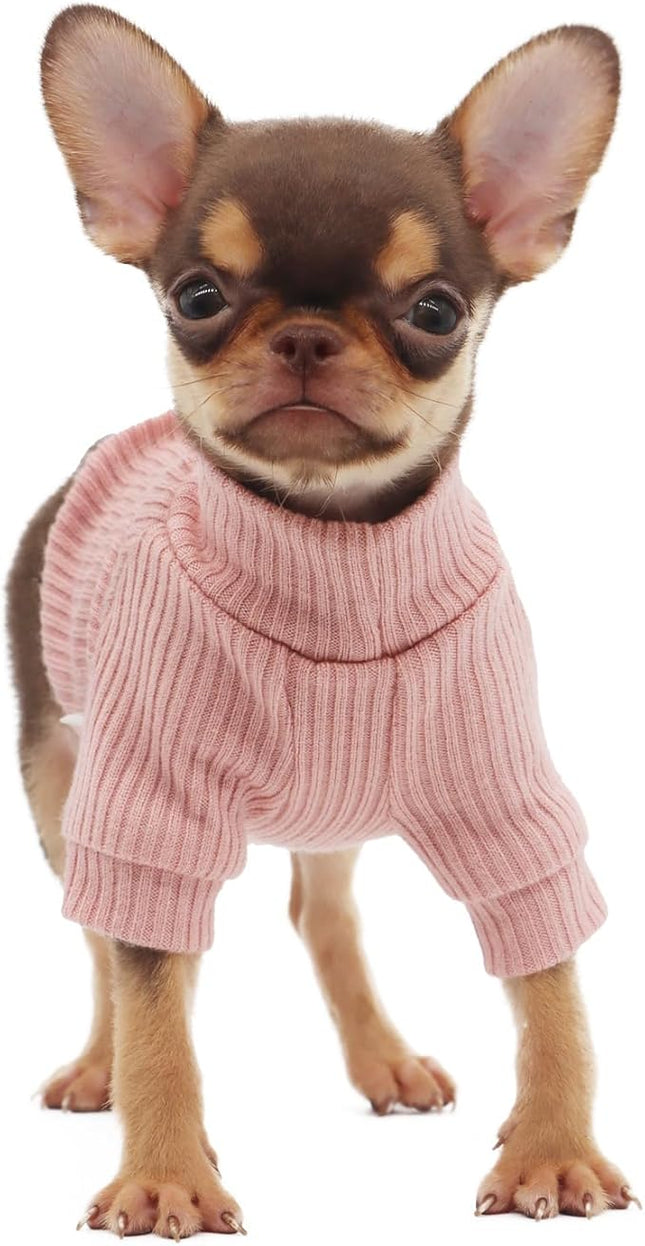 LOPHIPETS Small Dog Turtleneck Sweaters for Teacup Chihuahua Yorkie Puppy Cat Clothes-Pink/XXS