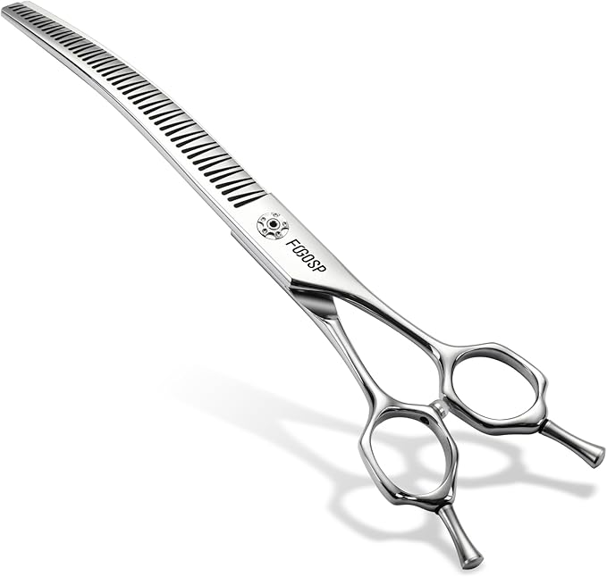 Professional 3D Curved Chunkers Dog Grooming Scissors 7.5 in Magic Thinning Shears for Dogs Pet Cat Light Cutting Feel No Marks Only Fluffy Natural 70% Thinning Rate Japan Alloy Steel(7.5,3D)