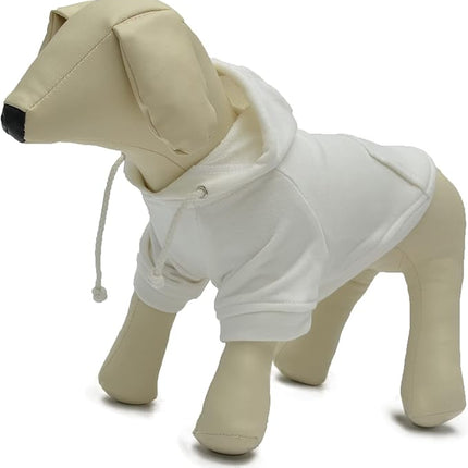 Lovelonglong Blank Basic Hoodie Sweatshirt for Dogs 100% Cotton Fits Small Medium Dachshund Large Dog Off White XS