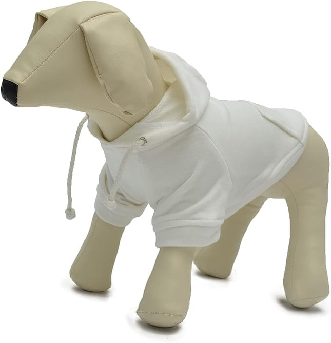 Lovelonglong Blank Basic Hoodie Sweatshirt for Dogs 100% Cotton Fits Small Medium Dachshund Large Dog Off White XS
