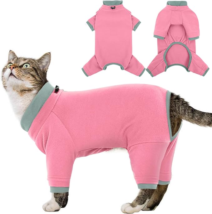 Sticky Cat Clothes Stretchy, Sphynx Hairless Sweater & Pajamas for Cats only, Soft Cat Onesie for Cats After Surgery Female Male & Hair Loss Prevention, Pink S