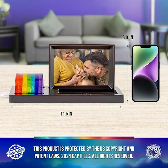 Capti Rainbow Bridge Light and Dog Photo Frame – Radiant Dog Memorial Gifts for Loss of Pet, Rainbow Glass Dog Memorial Frame, LED Light, for Sympathy, Bereavement, Grief and Loss of A Dog or Cat