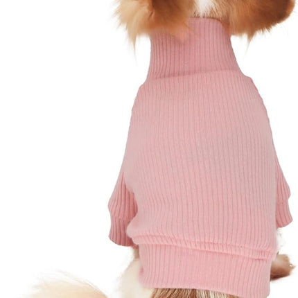 LOPHIPETS Small Dog Turtleneck Sweaters for Teacup Chihuahua Yorkie Puppy Cat Clothes-Bright Light Pink/S