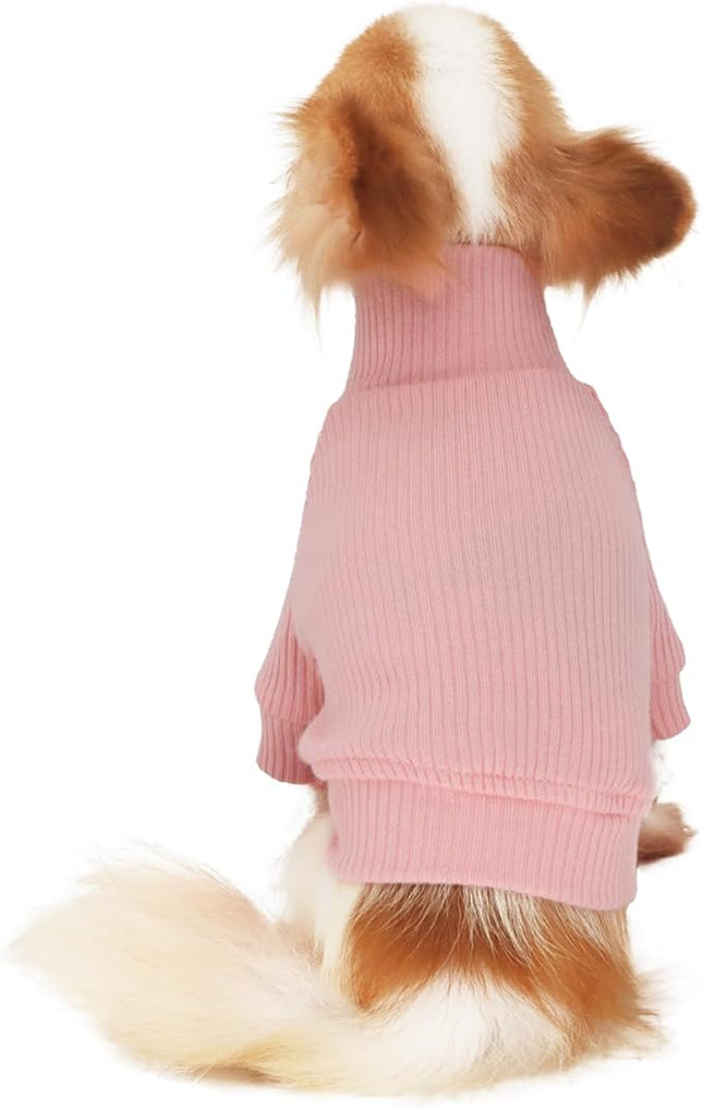 LOPHIPETS Small Dog Turtleneck Sweaters for Teacup Chihuahua Yorkie Puppy Cat Clothes-Bright Light Pink/S