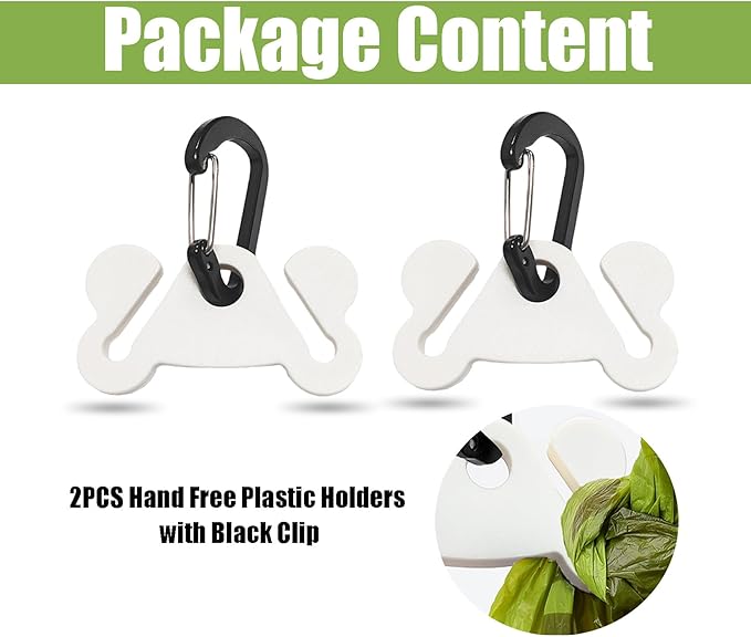 2PCS Dog Poop Bag Holder for Leash Dog Waste Bag Carrier Hand Free Walking Accessory Leash Attachment for Dog Poop Bag Dispenser Durable, White
