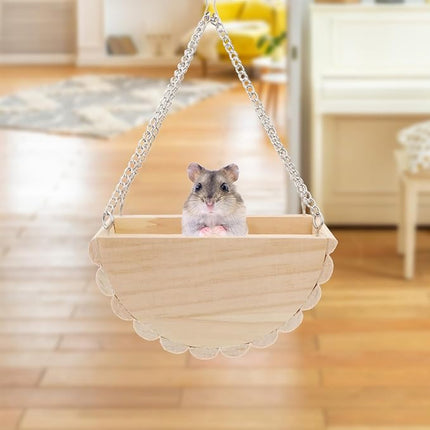 Hypeety Wooden Hamster Swing Toy for Dwarf Hamster Gerbil Rat Mouse Mice Small Animla Cage Perch Stand Toy