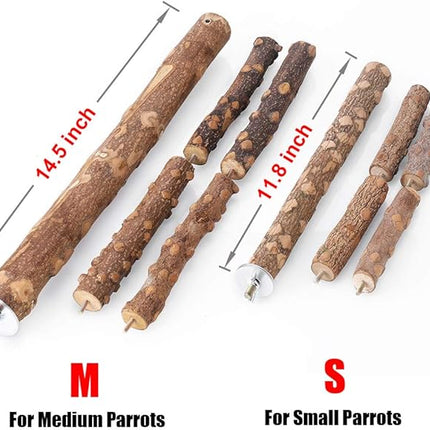 Bird Perch Nature Wood Stand for 3-4pcs Small Medium Parrots (M)