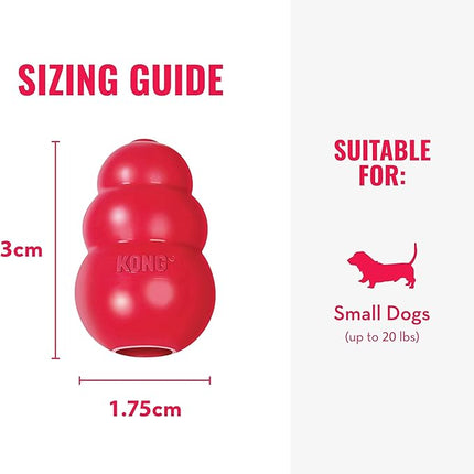 KONG Classic Stuffable Dog Toy - Fetch & Chew Toy for Dogs - Treat-Filling Capabilities & Erratic Bounce for Extended Play Time - Durable Natural Rubber Material - for Small Dogs (Pack of 2)