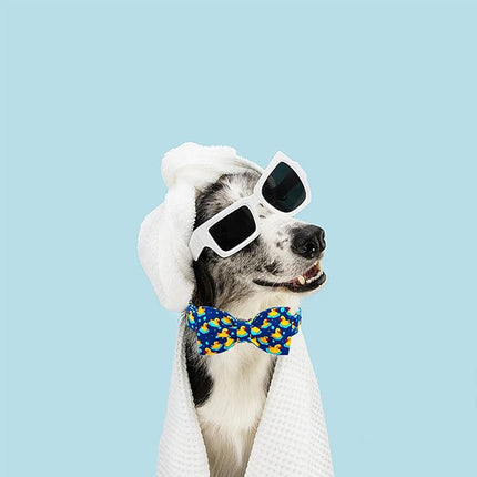 Lionheart glory Dog Bow Collar Ducky Pattern Cute Boy Collars for Medium Dogs,Soft Duty Adjustable Dog Collar with Bowtie Spring Summer Puppy Collars Bows Pet Gift