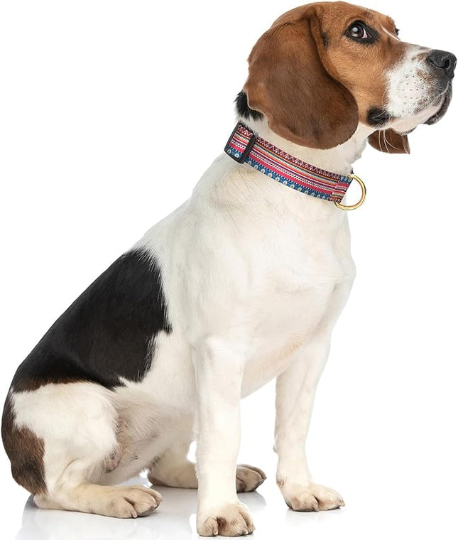 Rnivvi Dog Collar for Medium Dogs, Cute Boho Heavy Duty Adjustable Puppy Collar with Quick Release Buckle for Girl & Female, Pet Accessories for Walking Running, M Length 1" Width, Geometric