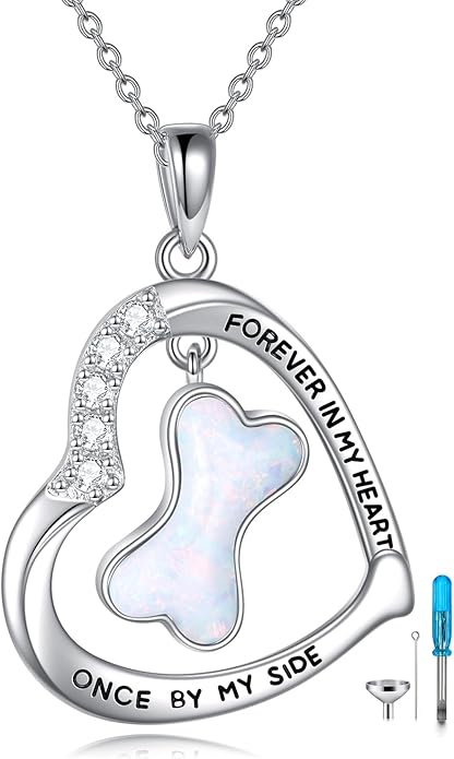 YFN Paw Print Necklace Sterling Silver Dog Cat Charms Pendant Cremation Jewelry Cat Dog Memorial Gifts for Women Girls