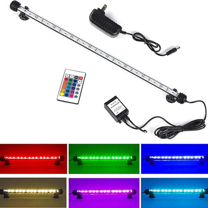 Fish Tank Lights, LED Underwater Aquarium Light, RGB Submersible Aquarium Lights, Waterproof Color Changing Tank Lights Dim Adjustable Remote Control 19 inch