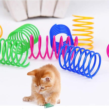 ISMARTEN Cat Spring Toy (60 Pack), Cat Kittens Toys Plastic Coil Spiral Springs for Swatting, Biting, Hunting, and Active Healthy Play (Random Color)
