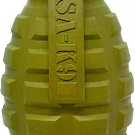 SodaPup USA-K9 Grenade – Durable Dog Treat Dispenser and Chew Toy Made in USA from Non-Toxic, Pet Safe, Food Safe Natural Rubber Material for Mental Stimulation, Problem Chewing, Calming Nerves & More