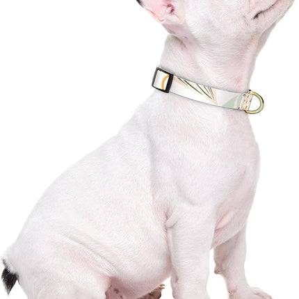 Rnivvi Dog Collar for Small Dogs, Cute Boho Heavy Duty Adjustable Puppy Collar with Quick Release Buckle for Girl & Female, Pet Accessories for Walking Running, S Length 3/4" Width, Tropical Leaves