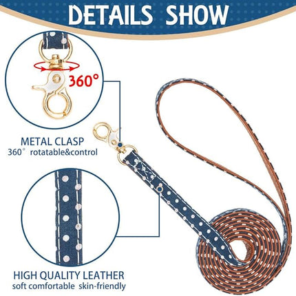 EXPAWLORER Dog Collar and Leash Set - Classic Plaid Dog Bow Tie and Dog Bandana Collar with Bell, Dog Leash Tangle Free, Adjustable Collars for Small Medium Large Dogs Cats, Holiday Ideal Gift