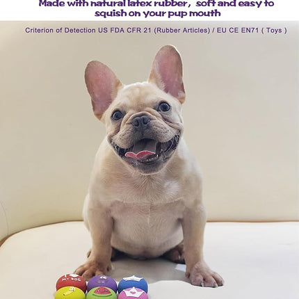Squeaky Dog Ball, Latex Cute Dog Toys for Puppy and Small Dogs Soft Rubber Fetch Play Catch Ball Bounce and Funny Squeak Pet Toys