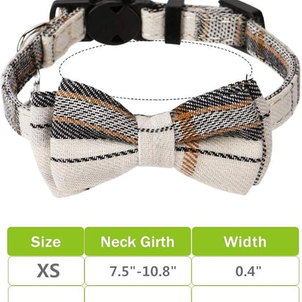 Faleela Breakaway Cat Collar with Bells - 2 Pack Cat Collar with Bells, Cat Collars with Bandana, Accessories for Pet Collars, Adjustable for Cats and Small Dogs (Beige+Brown)