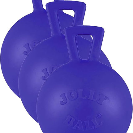 Jolly Pets Tug-n-Toss Heavy Duty Dog Toy Ball with Handle, 3 Inches/Mini, Blue, Model:403 BL (Pack of 3)