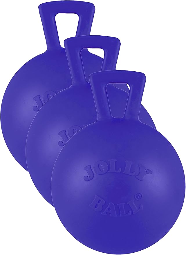 Jolly Pets Tug-n-Toss Heavy Duty Dog Toy Ball with Handle, 3 Inches/Mini, Blue, Model:403 BL (Pack of 3)