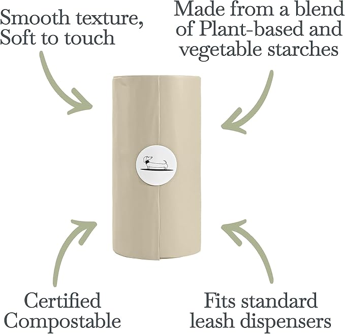 Dog Poop Bags Rolls - 90 Compostable & Biodegradable for Puppy Walks, Travel, Thick Refill Housebreaking dog poo bags Premium Cornstarch Pet Poo Bags Dogs