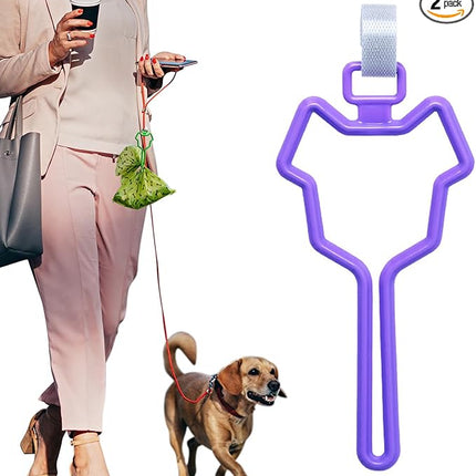 Dalzom® 2Pcs Dog Poop Bag Holder, Waste Bag Holder Carrier for Leash, Dog Poop Bag Dispenser for Walking Running Bicycle Accessory (Purple)