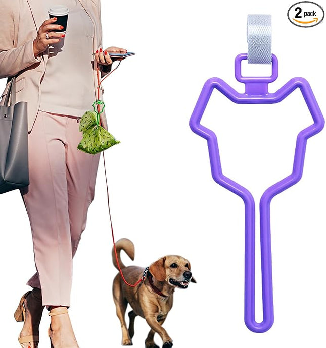 Dalzom® 2Pcs Dog Poop Bag Holder, Waste Bag Holder Carrier for Leash, Dog Poop Bag Dispenser for Walking Running Bicycle Accessory (Purple)