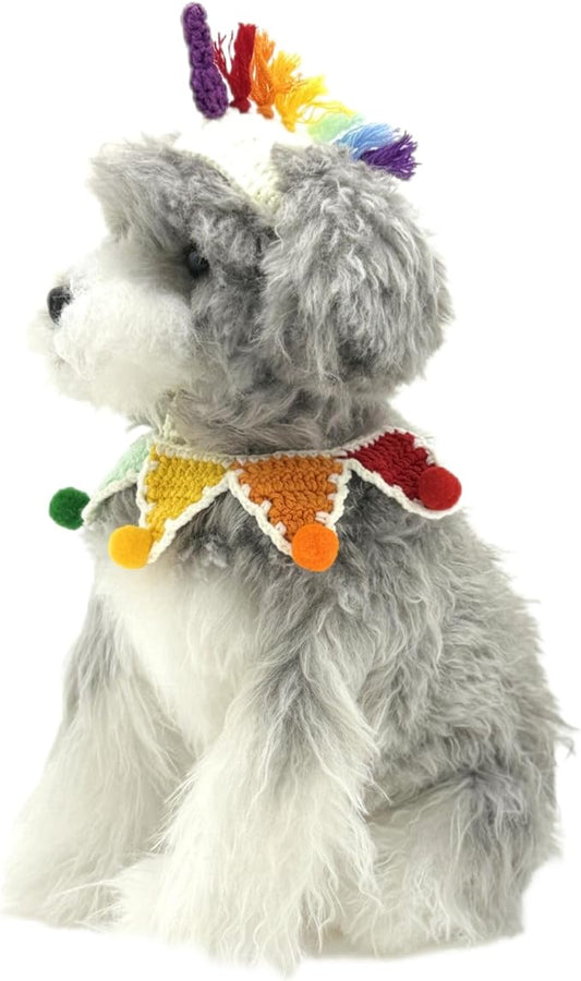 Cat Costume,Unicorn Handmade Knitted Dog Costume,Rainbow Dog Outfit,Cat Birthday Clothes