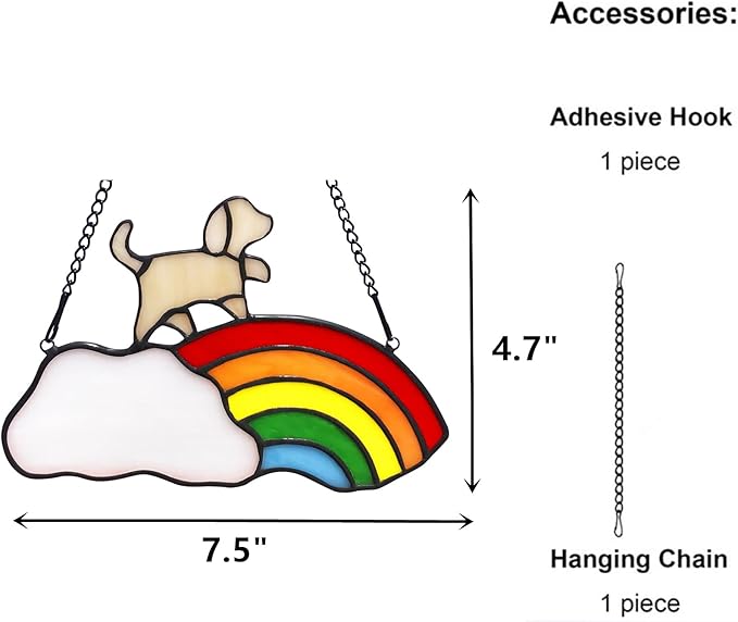 Stained Glass Rainbow Bridge Pet Memorial Gifts for Dogs,Yellow Dog Memorial Gifts for Loss of Dog,Suncather for Window Hanging,in Memory of Dog Passing Away Gifts,Loss of Dog Sympathy Gift