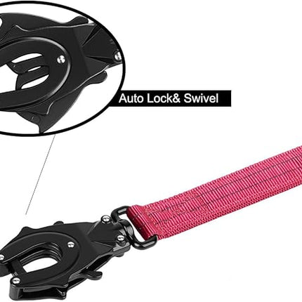 ICEFANG Tactical Dog Leash,K9 Training Walking Bungee Lead with 2 Control Handle,Heavy Duty Quick Release Metal Clasp,for Medium Large Breed (Reflective Pink, 6 FT)