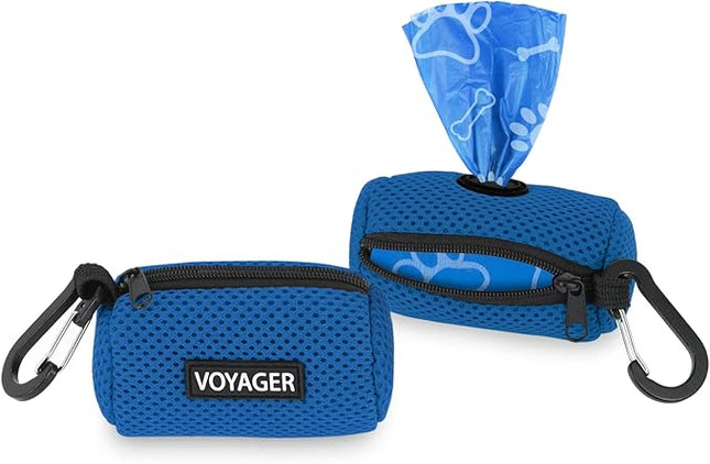 Best Pet Supplies 2-Pack Dog Poop Bag Holder Leash Attachment, Color, Reusable Mesh Dispenser Pouch for Travel, Walking, Park, and Outdoor Use, Soft and Durable with Clip-On - Mesh Royal Blue