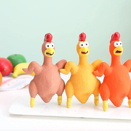 3-Pack Rubber Chicken Dog Toys with Squeakers - Loud Screaming Latex Toys for Small, Medium & Large Breeds - Ideal for Boredom - Busting and Interactive Fetch Play