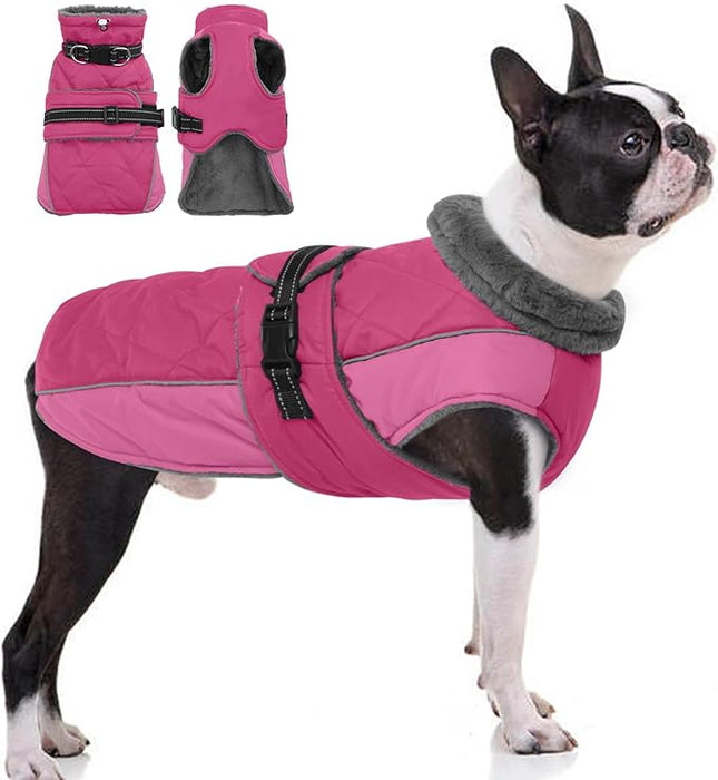 QBLEEV Warm Dog Jacket - Reflective, Adjustable Winter Coat with Turtleneck for Cold Weather, Waterproof Fleece Snowsuit for Small, Medium, Large Dogs