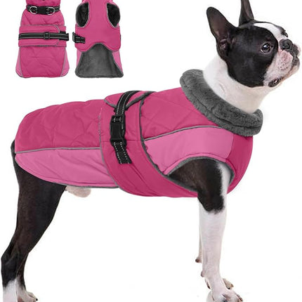 QBLEEV Warm Dog Jacket - Reflective, Adjustable Winter Coat with Turtleneck for Cold Weather, Waterproof Fleece Snowsuit for Small, Medium, Large Dogs