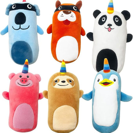 Jalousie 5 Pack Tough Plush Animal Dog Toys Assortment Value Bundle Dog Squeaky Toys Assortment Puppy Pet Mutt Dogs Toy Squeak Toy for Snall Medium Large Breeds (6 Pack Surprise Mix)