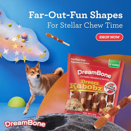 DreamBone Dream Kabobz, Rawhide Free Dog Chew Sticks Made Made with Real Chicken and Vegetables, 18 Count