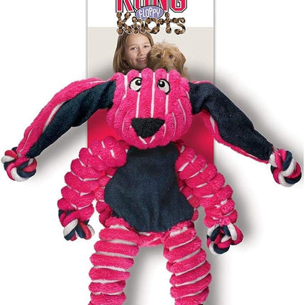 KONG Floppy Knots - Durable No‑Stuffing Squeaky Rope & Plush Dog Toy - for Teething, Playing (Bunny, Small/Medium)
