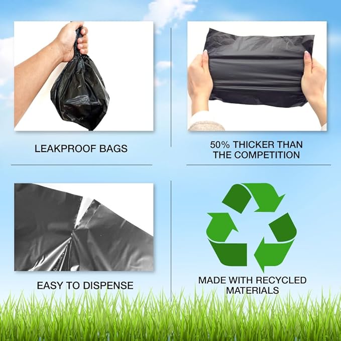 2000 Dog Poop Bags on Rolls - 50% Thicker, Leak-Proof & Opaque - Partially Made with Recycled Materials for Bulk Use, Parks, HOAs, Apartments