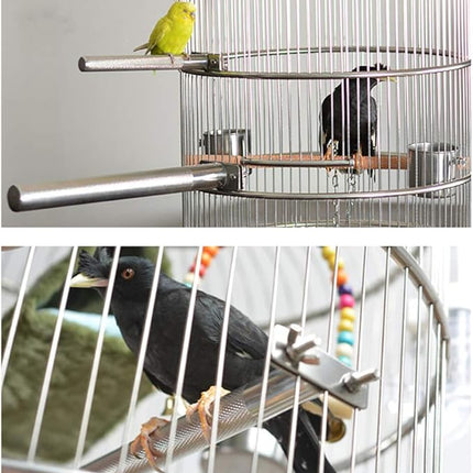 Bird Perch Stainless Steel Stand Parrot Rod Grinding Claws Trimming Beak Nails Grinding Stick Exercise Platform for Parakeet Cockatiel Conure African Grey Macaw Finch Bird Cage Accessories (L)